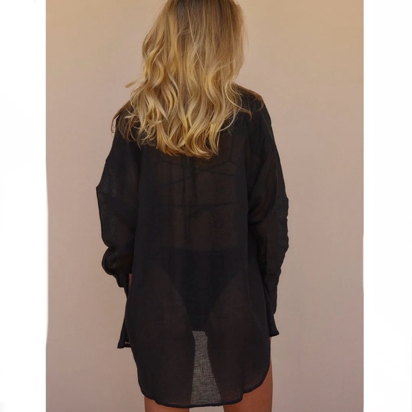 TAN + LINES by Sivan Ayla Linen Blend Swim Coverup - Picture 2 of 9